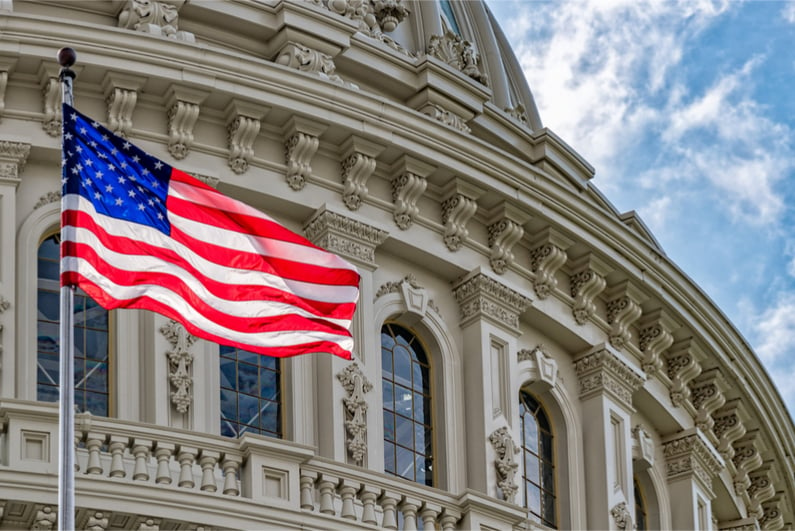 The Capitol and US flag