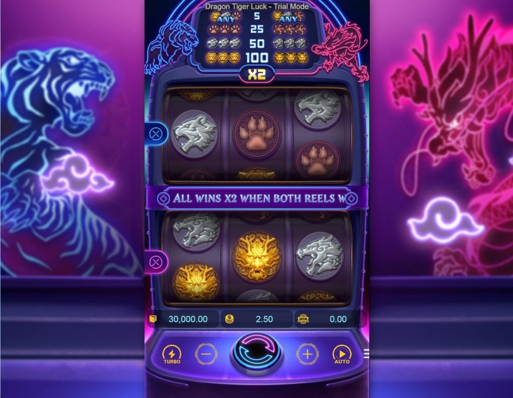 Dragon Tiger Luck slot reels by Pocket Games Soft