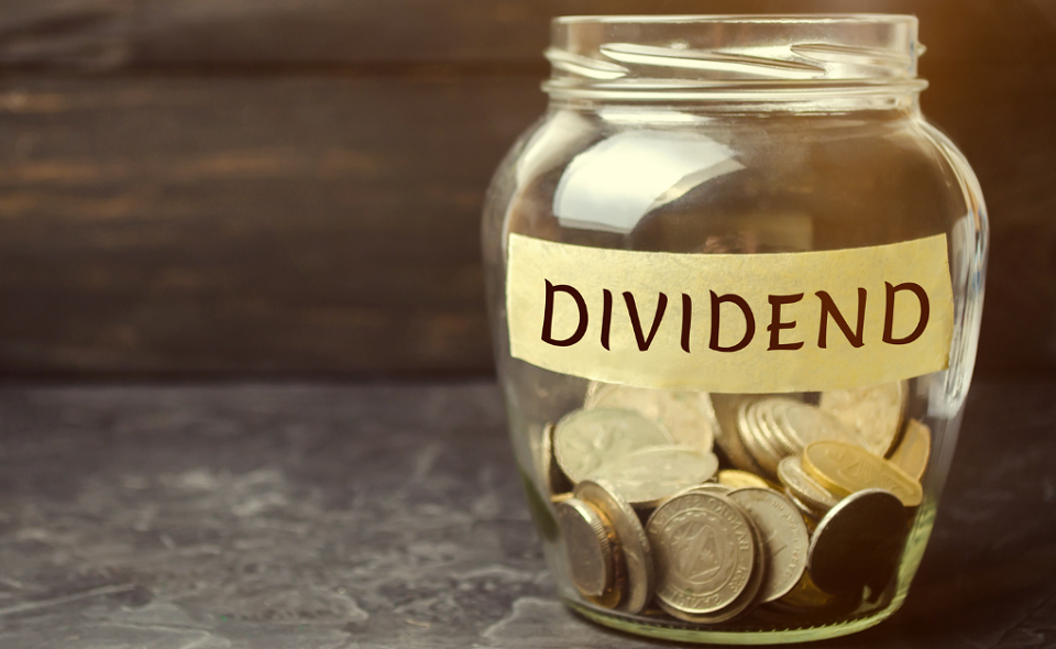 glass jar with dividend label