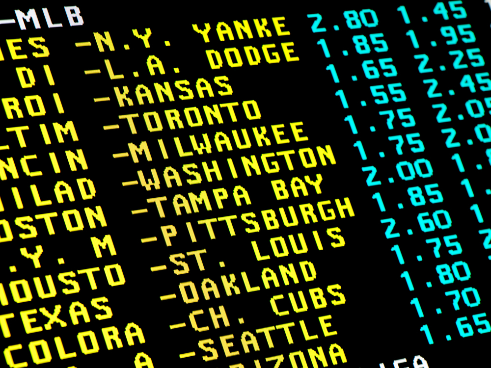 A board showing betting options