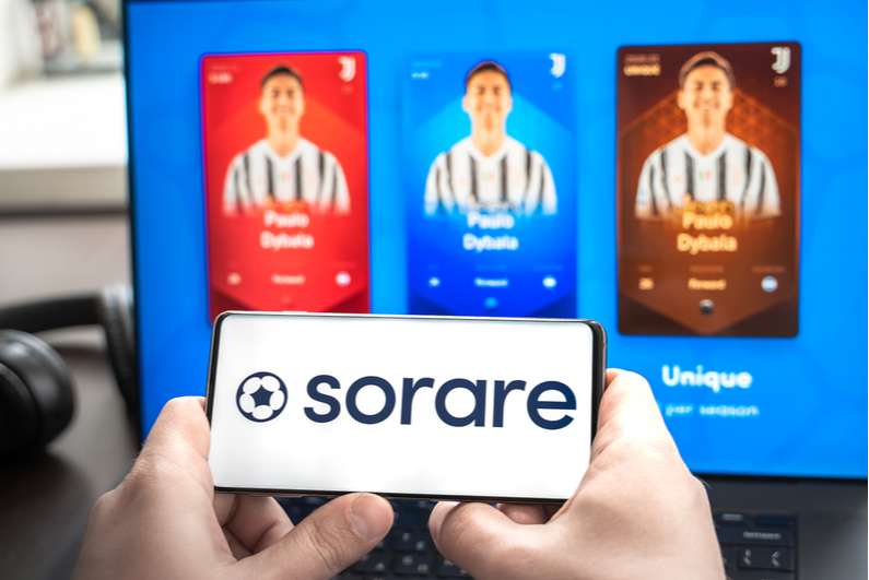 Sorare platform on a computer screen