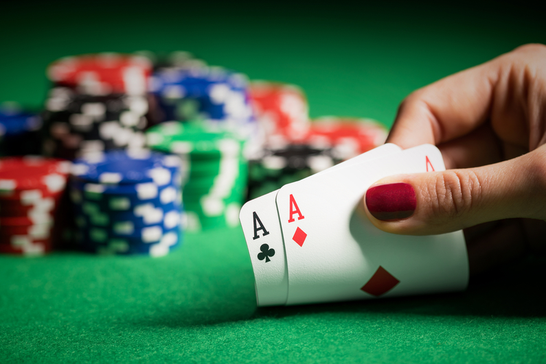 Woman playing poker